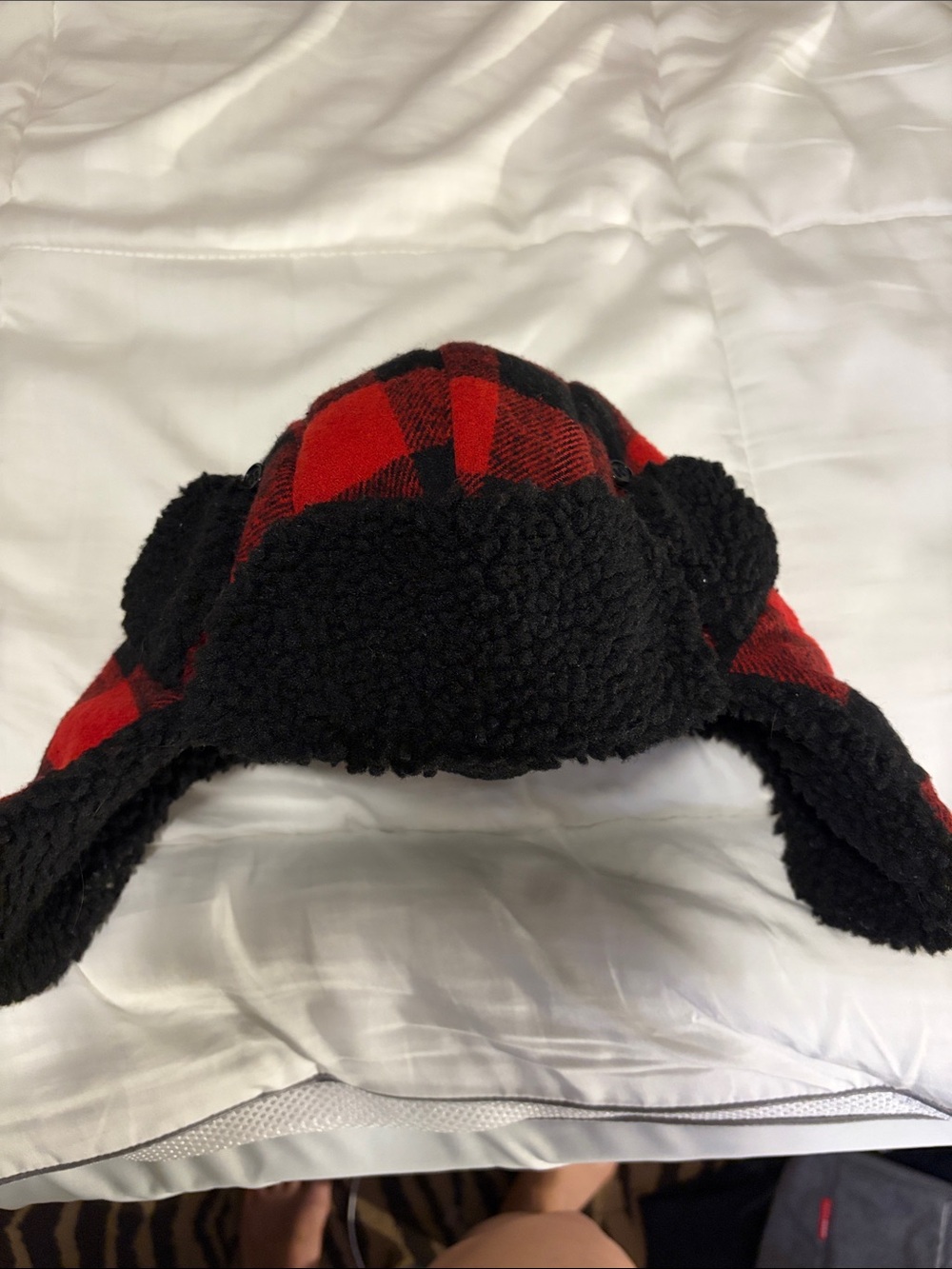 Target Kids Red and Black Buffalo Plaid Sherpa Trapper Hat